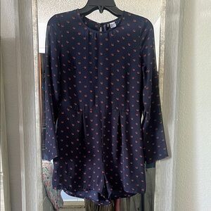 H&M Dark Blue Romper with Red Fox Pattern
